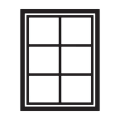 A modern window design with a sleek black frame silhouette vector outline icon use as a symbol, web graphic design, and infographic icon