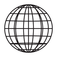 A wireframe globe silhouette against a clean white background for business presentations vector outline icon use as a symbol, web graphic design, and infographic icon
