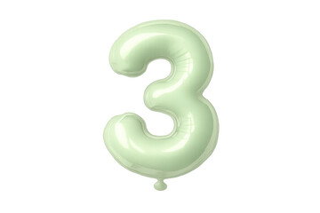 Fototapeta premium Number 3 pastel green balloon celebrating anniversary