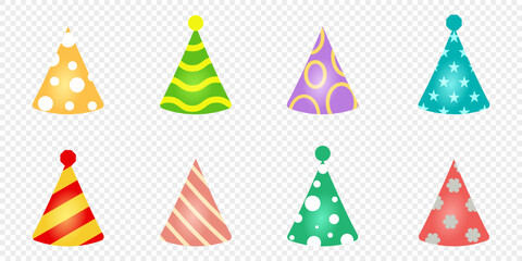 Birthday party hats. Festive cone hats set