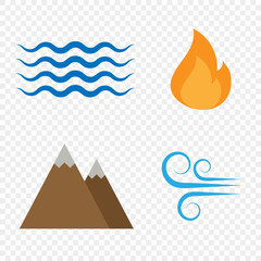 Four natural elements icons. Vector illustration
