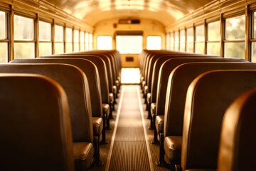 Obraz premium A school bus with empty seats