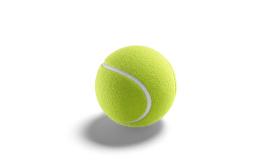 Blank green tennis ball mock up png, transparent background, 3d rendering. Empty round fibrous matchball for tenis tournament mockup, cut out. Clear sport fuzz bal for racquet hit mokcup template. © Alexandr Bognat