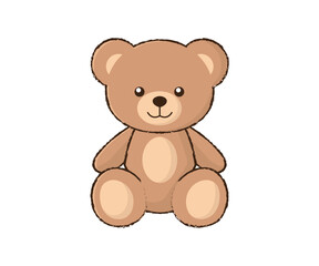Cute teddy bear isolated on white background vector illustration