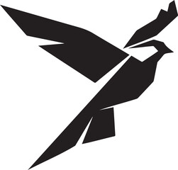 Geometric Black Bird Flying Vector Logo Design