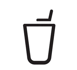 Obraz premium Minimalist Drink Cup Icon with Straw on White Background