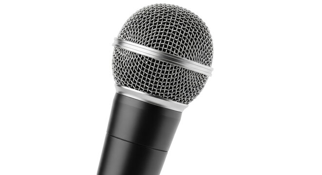 Dynamic microphone isolated PNG on transparent background, professional audio equipment for recording and broadcasting, studio vocal mic
