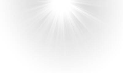 Obraz premium Realistic glowing sunlight explode effect with sun rays. Special lens flare shine isolated on transparent background