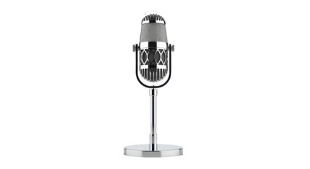 Vintage microphone PNG isolated on transparent background, retro style recording equipment for...