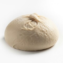 Freshly Kneaded Dough Ball with Soft Texture on White Background