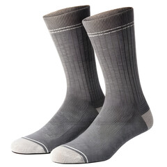 Gray athletic socks with white toe and heel details