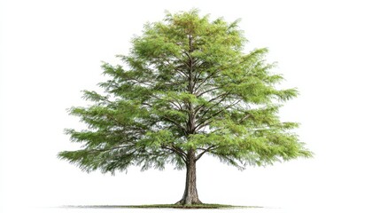 Bald cypress tree isolated on a white studio background