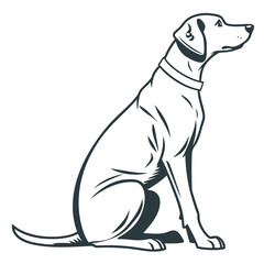 Fototapeta premium A cute black and white cartoon dog shown as a simple vector illustration with clean outlines and a playful look suitable for animal and pet designs