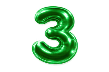 Fototapeta premium Green metallic number three balloon celebrating anniversary