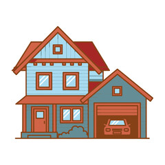 Two Story House with Garage Illustration 1.