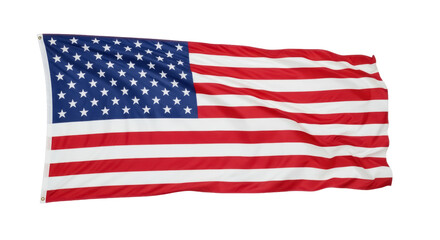 Fototapeta premium Waving American flag PNG isolated on transparent background, patriotic symbol of the United States of America for national holidays and events