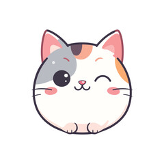 Obraz premium Cute Cat Face Cartoon Icon