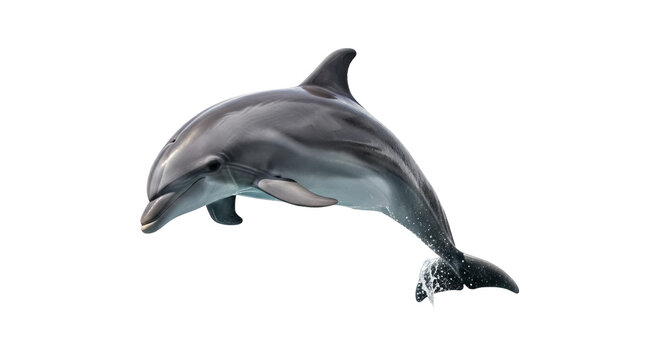 Bottlenose dolphin PNG isolated on transparent background, marine mammal with sleek gray skin and playful behavior, aquatic animal