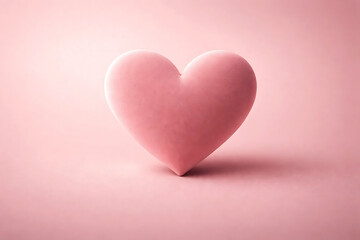 Obraz premium Soft Velvet Heart Silhouette on Warm Pink Matte Surface with Balanced Studio Lighting and Minimal Style