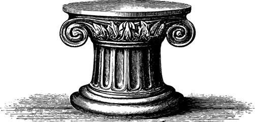 Naklejka premium Vintage botanical stone gate pillar 19th century engraving for historical designs