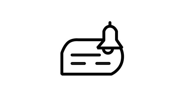 Notification Alert Motion Line Icon. Notification bell icon within a speech bubble representing alerts, reminders, messages, and digital updates or news.