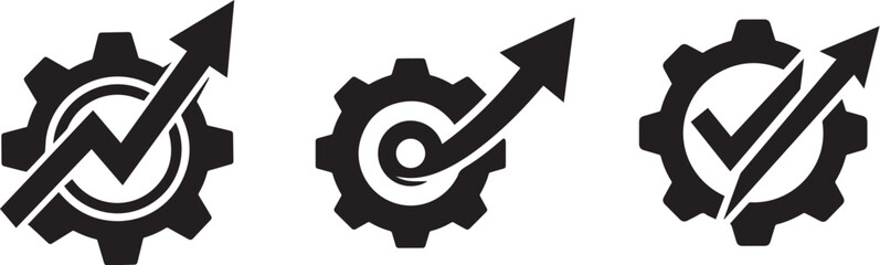 Gear icons with checkmarks and arrows