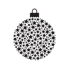 Fototapeta premium Starry Christmas Bauble Ornament Silhouette Vector Icon 