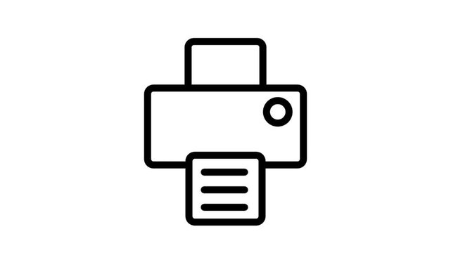 Icon Motion Line Printer. Office printer icon animation representing document production, printing technology, paperwork, business administration, and output hardware.