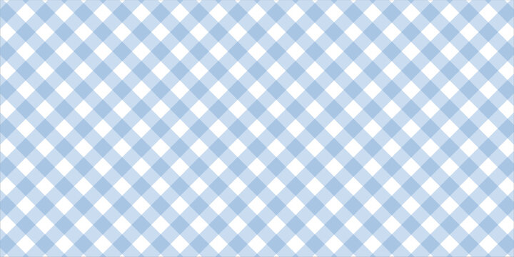 Seamless Light Blue Gingham Pattern Background. Classic Two-Tone Pastel Plaid Check Design for Fabric, Textile, Wallpaper, and Picnic Decor.