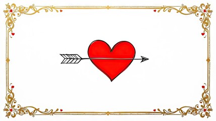Red heart pierced by an arrow symbol of love and romance.