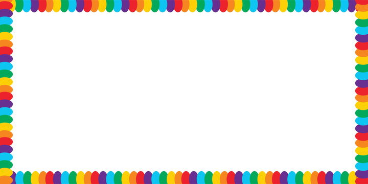 Colorful scallop frame border in seven rainbow colors,eps.10