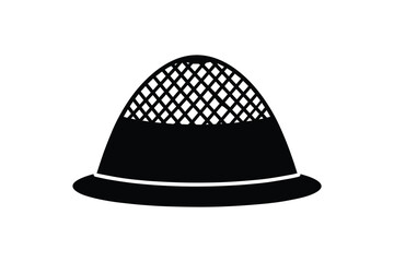 Fototapeta premium Traditional thimble silhouette icon for sewing and craft projects isolated on white background textile tool