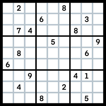 Sudoku Puzzle Game Template, 9x9 Number Grid Worksheet, Brain Teaser Logic Game, Printable Math Puzzle Sheet