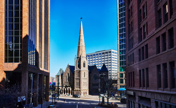 Trinity United Methodist Church,  built in 1887, in downtown Denver, Colorado. 