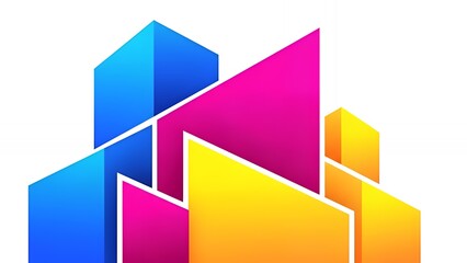 Colorful geometric abstract shapes on a white background