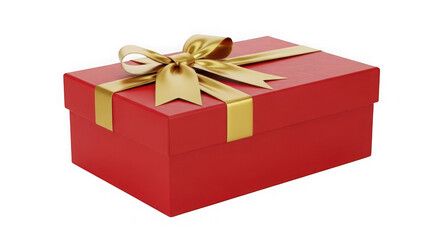 Fototapeta premium Red gift box with gold ribbon isolated on transparent background