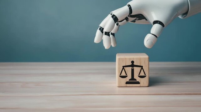 AI and Justice with Legal Scales, law and technology concept