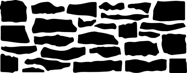 Torn paper. Ripped edges. Paper texture rough surface. Kraft scrapbook, collage art, hand torn notebook sheets, jagged edge page. Handmade cardstock overlays vector set 