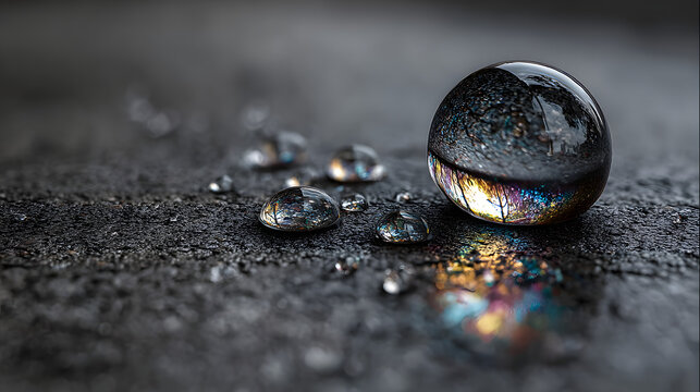 Close-up of water droplet on concrete surface suggesting basement waterproofing and moisture protection.