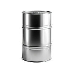 Metal cylindrical container, shiny reflective surface, neutral background