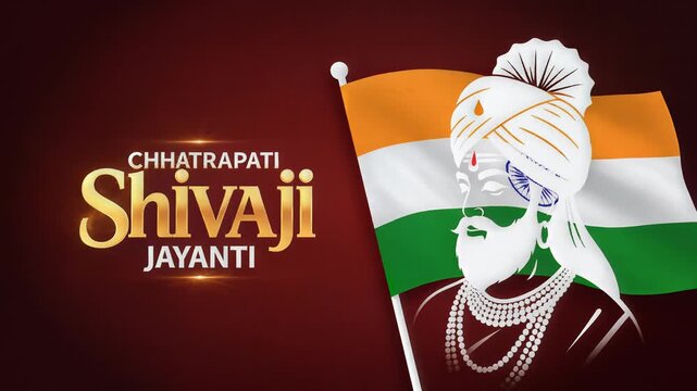 Chhatrapati Shivaji Maharaj Jayanti Banner Indian Flag Holiday Celebration