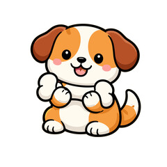 Fototapeta premium Cute Cartoon Puppy with Bone, Adorable Dog Illustration