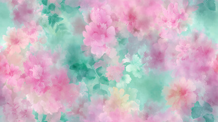 Fototapeta premium Cute Pink and Green Flower Illustration Background