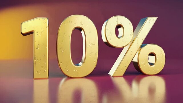 Golden 10 Discount Symbol, special offer concept