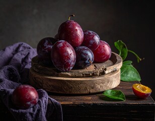 basket with plums