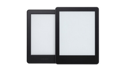 Two e-readers isolated on black background