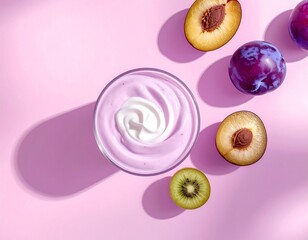 yougurt with plums and kiwi