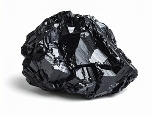 Raw Black Obsidian Mineral Rock with Sharp Facets.