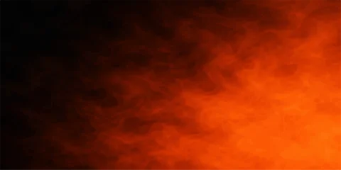 Fototapeten Braun Dramatic burning sunset cloudscape with orange and red flames glowing in the dark night sky creating an abstract nature background of heat and light  © MDNUR