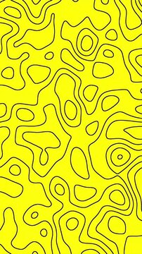 This seamless vector illustration features an abstract geometric wave pattern with yellow floral swirls and curved line textures for a decorative wallpaper backdrop design